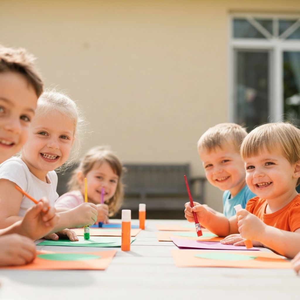 Jonge kinderen aan het knutselen